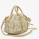 Prada Beige Gaufre  Nylon Zip Satchel Bag