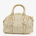 Prada Beige Gaufre  Nylon Zip Satchel Bag