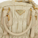 Prada Beige Gaufre  Nylon Zip Satchel Bag