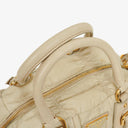 Prada Beige Gaufre  Nylon Zip Satchel Bag
