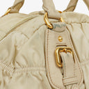 Prada Beige Gaufre  Nylon Zip Satchel Bag