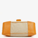 Prada Beige/Caramel Brown Canvas And Leather Shoulder Bag