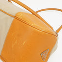 Prada Beige/Caramel Brown Canvas And Leather Shoulder Bag