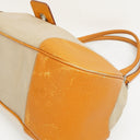 Prada Beige/Caramel Brown Canvas And Leather Shoulder Bag