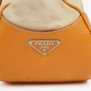 Prada Beige/Caramel Brown Canvas And Leather Shoulder Bag