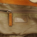 Prada Beige/Caramel Brown Canvas And Leather Shoulder Bag