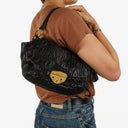 Prada Black Nero Dressy Gaufre Flap Bag
