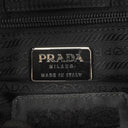 Prada Black Nylon Enameled Metal Triangle Top Handle Shoulder Bag