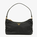 Prada Black Tessuto and Saffiano Leather Shoulder Bag