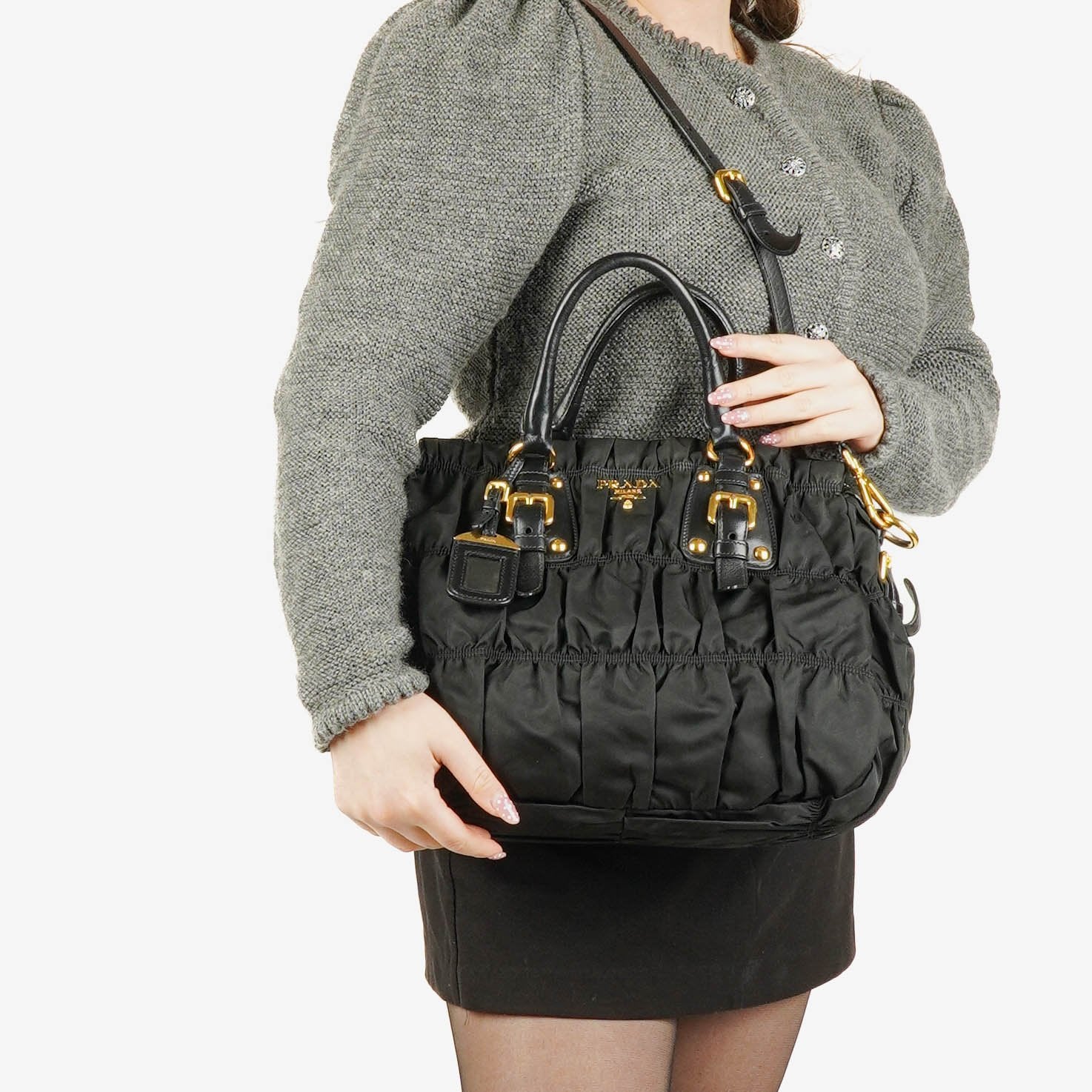Prada Black Tessuto Gaufre Nylon Bag