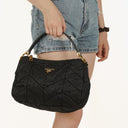 Prada Black Tessuto Nylon Chevron Quilted Shoulder Bag