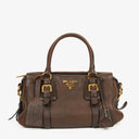 Prada Brown Cervo Leather Satchel Bag