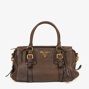 Sac cartable Prada en cuir Cervo marron