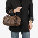 Prada Brown Cervo Leather Satchel Bag