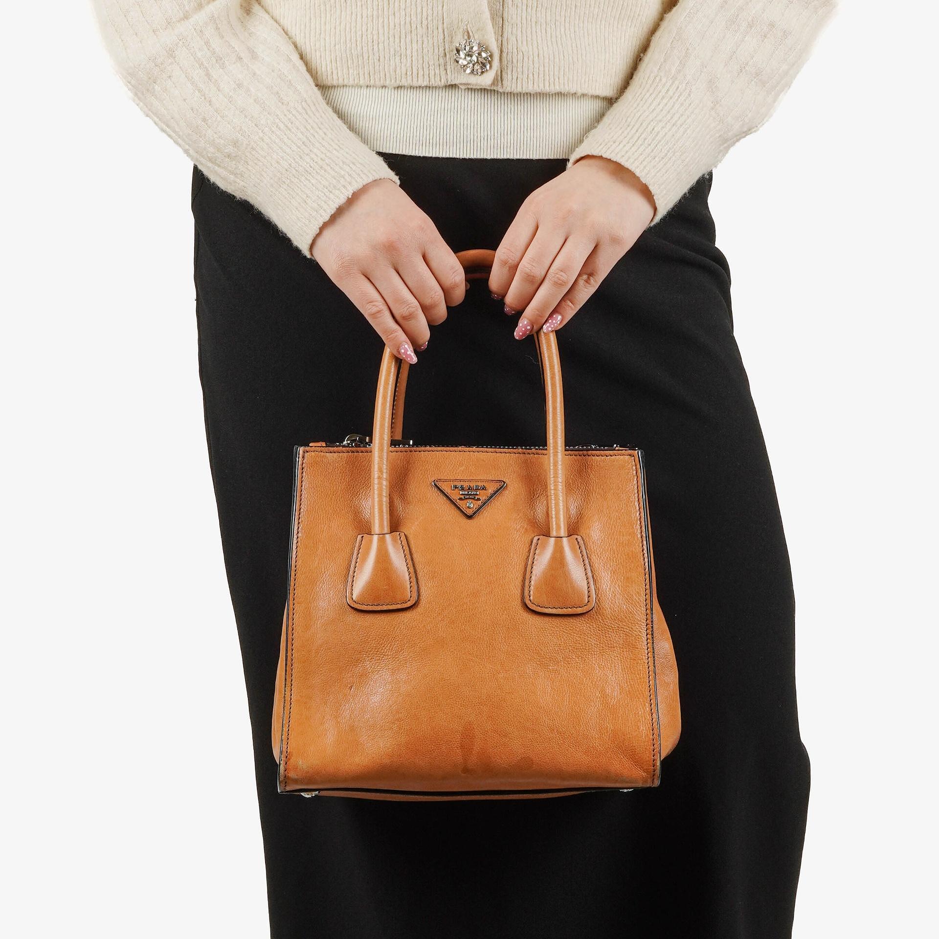 Prada Glace Calfskin Leather Twin Pocket 2-Way Handbag