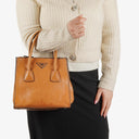 Prada Glace Calfskin Leather Twin Pocket 2-Way Handbag