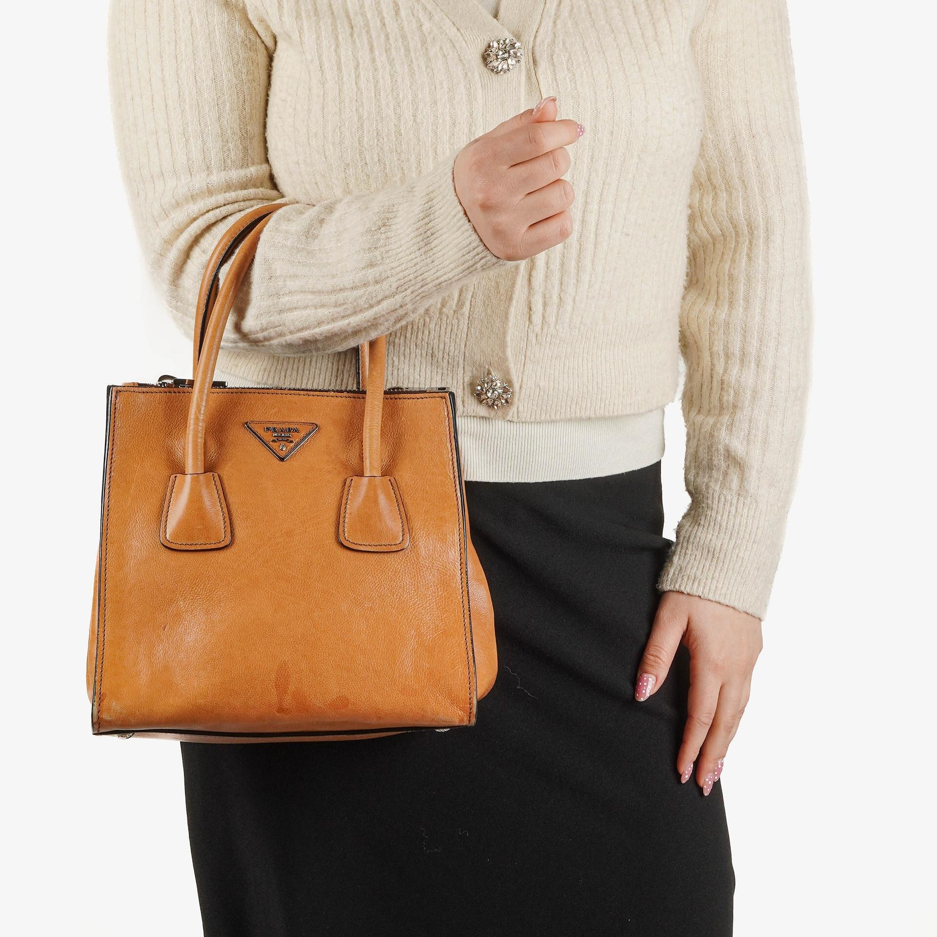 Prada Glace Calfskin Leather Twin Pocket 2-Way Handbag