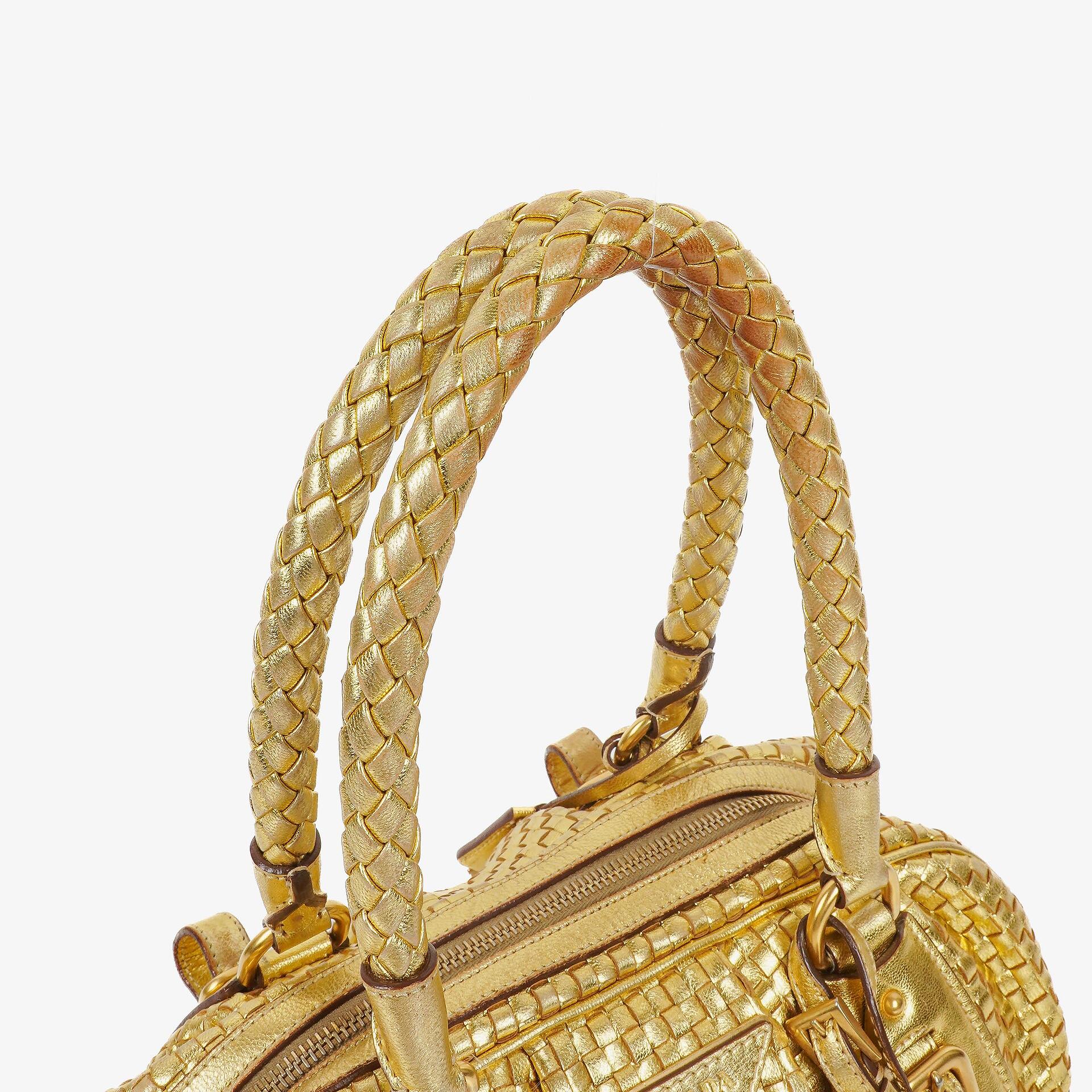 Prada Intreccio Madras Oro Leather Shoulder Bag
