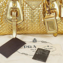Prada Intreccio Madras Oro Leather Shoulder Bag
