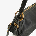 Prada Tessuto Black Nylon Jacquard Logo Shoulder Bag