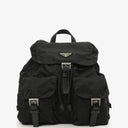 Prada Tessuto Nylon Medium Backpack Black With Leather Trim