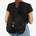 Prada Tessuto Nylon Medium Backpack Black With Leather Trim
