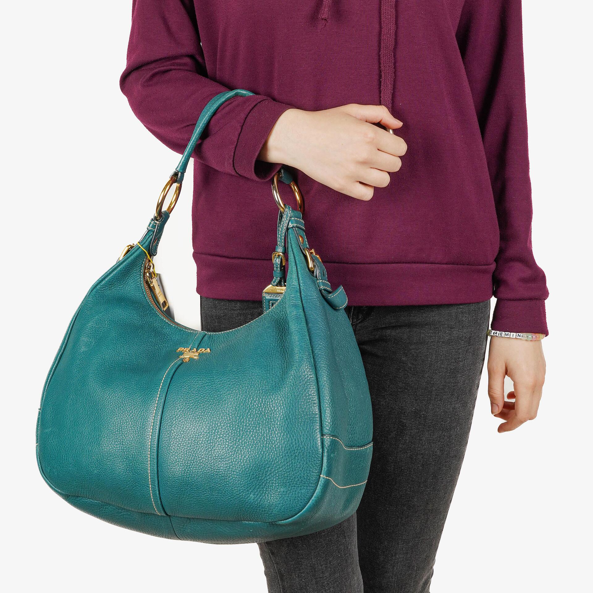 Prada Vitello Daino Leather Hobo Bag