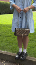 Chanel Metallic Crackled Leather Clams Pocket Flap Bag