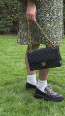 Chanel Medium Vintage Classic Double Flap Bag in Quilted Black Lambskin with 24K Gold-Plated Hardware