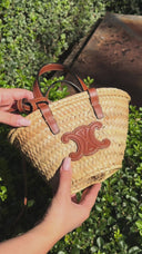 Celine Classic Panier Triomphe Neutral/Brown Raffia Basket Bag