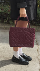 Chanel Burgundy Quilted Caviar Leather Medallion Tote Bag