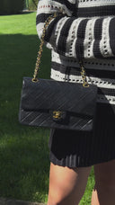 Chanel Vintage Medium Classic Double Flap Bag Black Quilted Leather 24K Gold-Plated Hardware