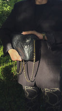 Chanel Vintage Camera Tassel Bag CC Front Pocket Black Quilted Lambskin