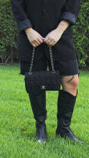 Chanel Black Sport Line Chocolate Bar Single Flap Bag