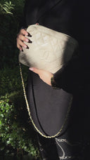 Chanel Vintage Medium CC Neutral Quilted Lambskin Camera Tassel Bag