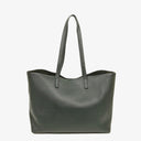 Saint Laurent Large Dark Green Leather Shopping Tote Bag