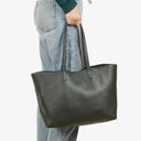 Saint Laurent Large Dark Green Leather Shopping Tote Bag