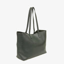 Saint Laurent Large Dark Green Leather Shopping Tote Bag