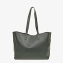 Saint Laurent Large Dark Green Leather Shopping Tote Bag