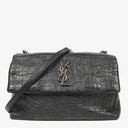 Saint Laurent West Hollywood Crocodile Embossed Grey Leather Shoulder Bag