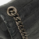 Saint Laurent West Hollywood Crocodile Embossed Grey Leather Shoulder Bag