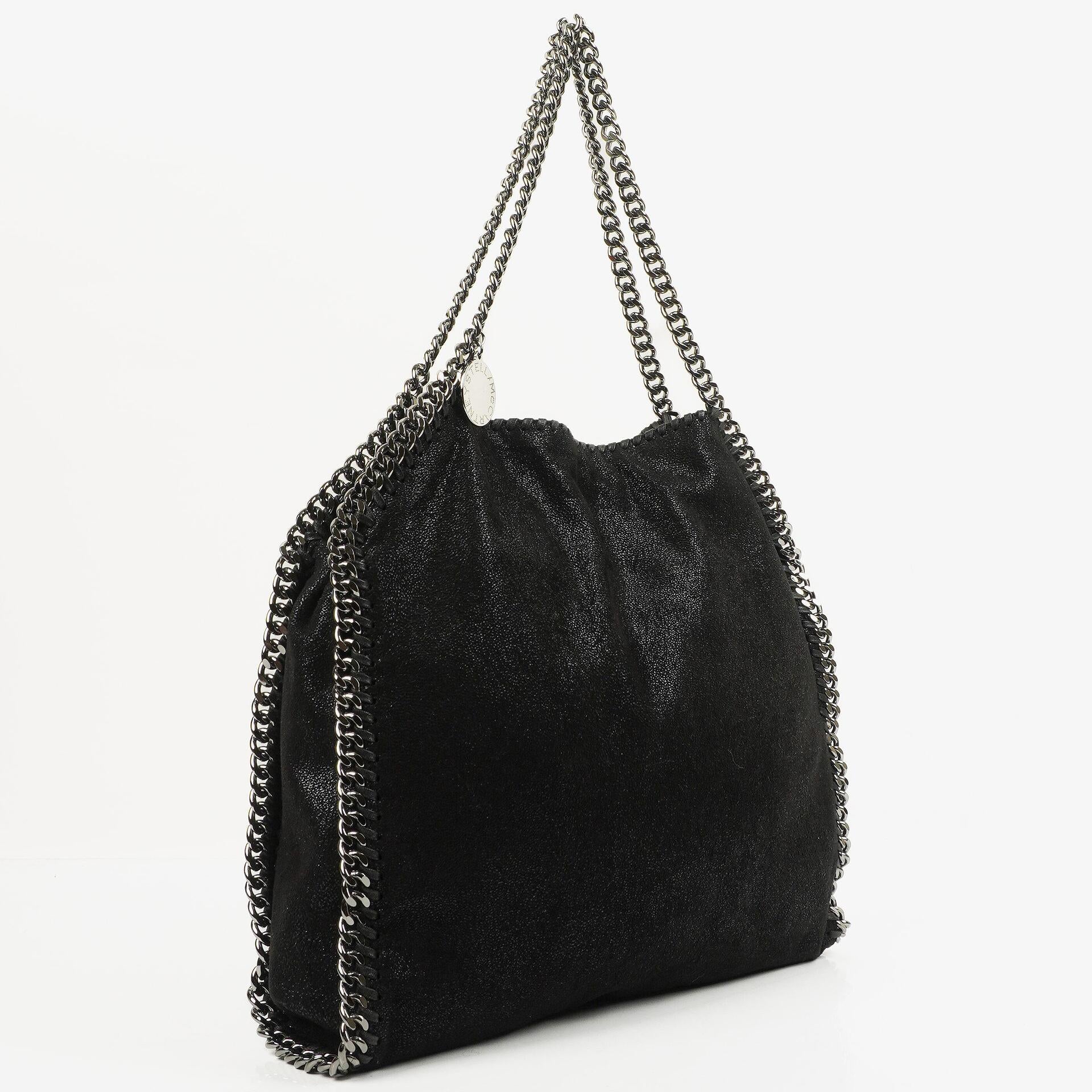 Stella McCartney Black Falabella Tote Vegan Shaggy Deer