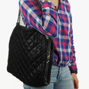 Stella McCartney Falabella Black Quilted Vegan Shaggy Deer Tote Bag