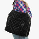Stella McCartney Falabella Black Quilted Vegan Shaggy Deer Tote Bag