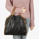 Stella McCartney Falabella Black Tote Vegan Shaggy Deer Fold Over Bag