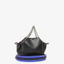 Stella McCartney Falabella Black Vegan Leather With Blue Logo Strap Tote Bag