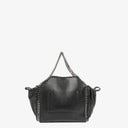 Stella McCartney Falabella Black Vegan Leather With Blue Logo Strap Tote Bag