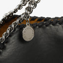 Stella McCartney Falabella Black Vegan Leather With Blue Logo Strap Tote Bag