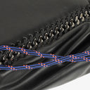 Stella McCartney Falabella Black Vegan Leather With Blue Logo Strap Tote Bag