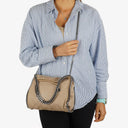 Stella McCartney Falabella Mini Tote Beige Vegan Shaggy Deer Fold Over Bag